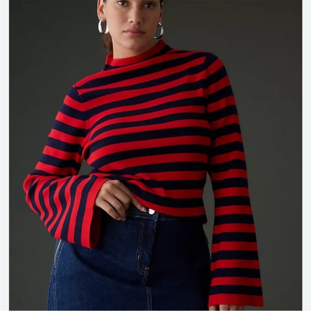 Maeve bell sleeve striped sweater